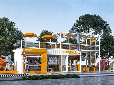现代艺术风格建筑 集装箱酒吧 集装箱咖啡点 集装箱餐饮店 集装箱建筑 集装箱