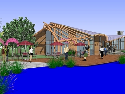 现代简约其他商业建筑 波浪屋 临水建筑 临水餐饮建筑 波浪起伏