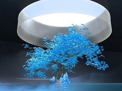 现代禅意草本植物 植物景观 蓝色树 树