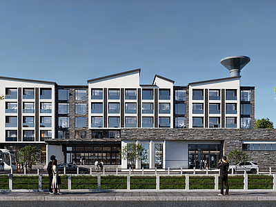 现代新中式酒店建筑 酒店 高层酒店 现代酒店 新中式酒店
