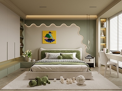 现代通用儿童房 儿童床 女孩房 男孩房 书桌椅