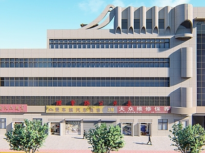 现代新中式高层住宅 楼房 建筑 街边建筑 车棚 大门
