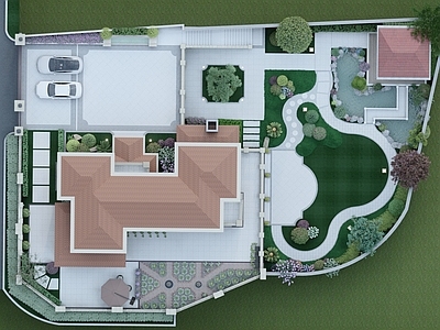 现代欧式别墅庭院 现代欧式别墅庭院