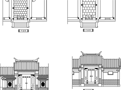 中式门 中式门亭 施工图