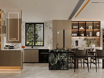现代意式家居餐厅 餐厅厨房 开放式厨房餐厅 岛台餐厅 开放式厨房 入户餐厅厨房