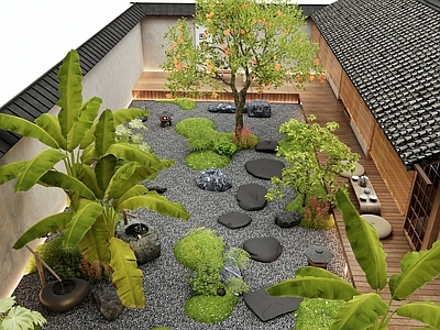日式庭院 杂木庭院 枯山水 汀步石 植物景观 橘子树