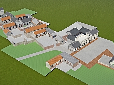 现代中式乡村民房 村落建筑