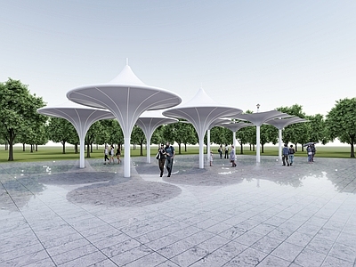 现代新中式遮阳伞 张拉膜遮阳伞 膜结构张拉膜 电动折叠遮阳伞