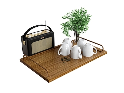 茶具 茶具茶杯茶盘 收音机植物摆件