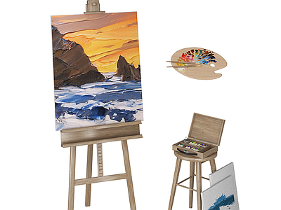 画具 画架 颜料 画板 调色板 画布