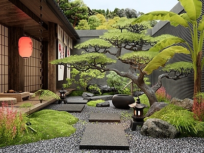 日式禅意庭院 乡村庭院 石板 植物景观 枯山水 微地形