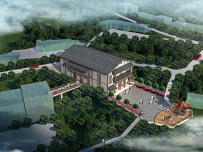 中古中式学生食堂 食堂 古建筑 公建 仿古 建筑