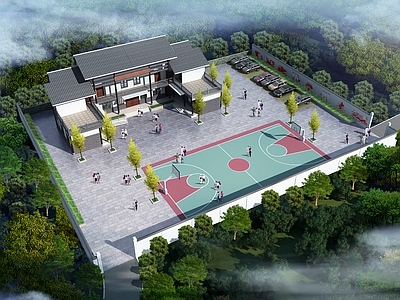 复古中式四合院 三合院 古建筑 公建 仿古 建筑