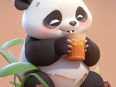 现代极简艺术装置 奶茶店艺术装置 熊猫玩偶艺术装置 网红熊猫玩偶 商场店铺网红装饰
