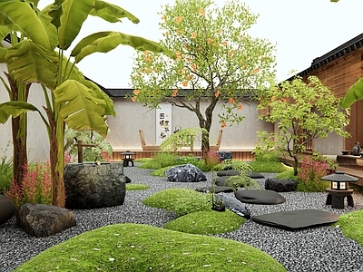 日式乡村庭院 水钵水景 微地形 汀步 枯山水 植物景观