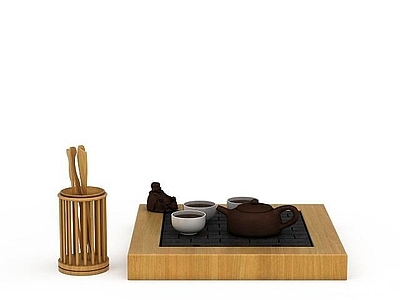 现代摆件组合 紫砂壶茶具