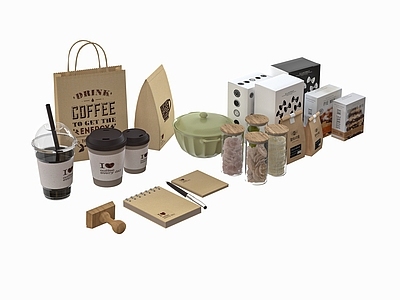 餐具 展示用品 咖啡杯 奶茶 笔 纸 纸袋