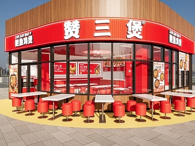 现代快餐店 小吃快餐店明档 餐厅室内 快餐室内 快餐门头 鸡公煲