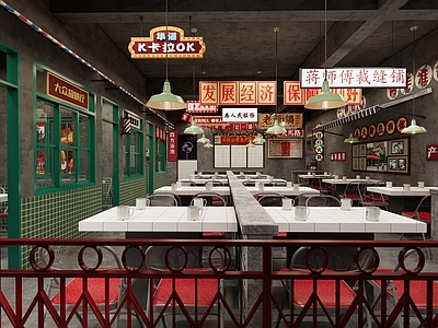 复古工业火锅店 复古怀旧餐厅 市井风餐厅 火锅店