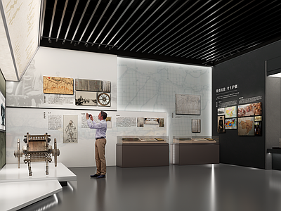 现代博物馆展厅 文化历史博物馆 文物展台 展板设计