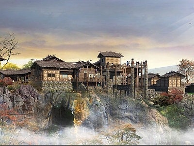 新中式中式鸟瞰规划 美丽乡村 民房 群体建筑