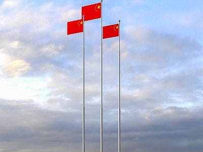 现代柱子 旗杆 红旗 国旗