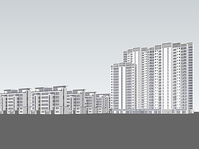 现代轻奢小区建筑 现代风格居住区 高层 洋房 带分缝材质 可直接使用