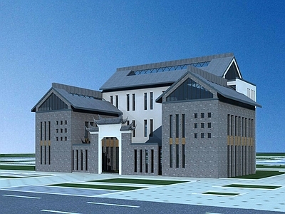 中式小高层住宅楼 中式合院住宅楼 办公楼