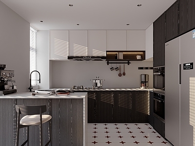 中古侘寂封闭式厨房 岛台厨房 吧台