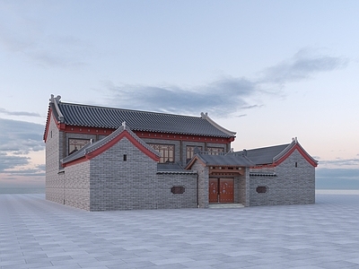 中式四合院 四合院 瓦房 中式别墅