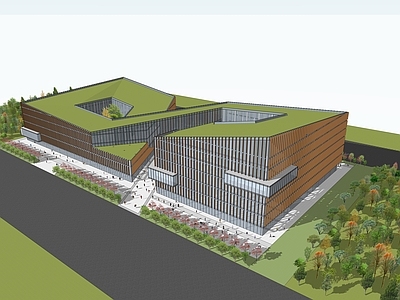 现代工业展览馆建筑 现代公共建筑 会展中心 展览馆 折线建筑