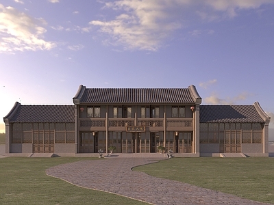 中式复古四合院 瓦房 平房 仿古建筑 中式别墅