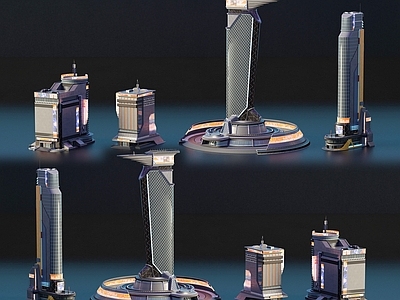 现代其他公共建筑 赛博朋克建筑 城市科幻建筑 廊道桥梁建筑 未来乌托邦建筑 高楼大厦