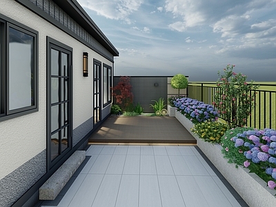 现代屋顶花园 屋顶花园 庭院景观 阳光房 现代简约