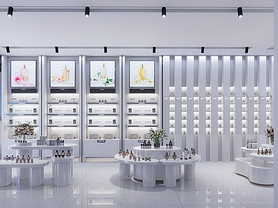 现代美妆店 美妆店 中岛展台 化妆品 香水店