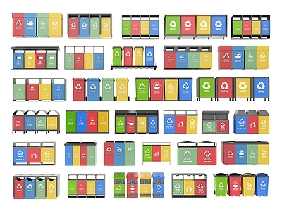 现代新中式垃圾桶 分类垃圾桶 户外垃圾桶 垃圾桶 公共垃圾桶 垃圾桶组合