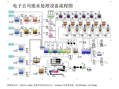 水处理 电子废水处理流程 施工图