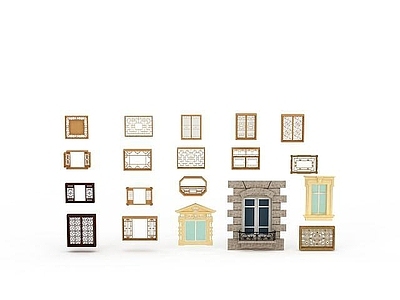 现代仿古窗素材