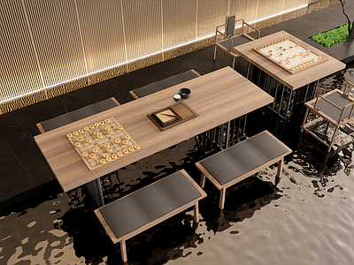 新中式现代休闲桌椅 下棋桌 轻奢桌椅组合 咖啡店桌椅 棋牌室桌椅