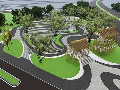 现代新中式广场景观 街头休闲广场 健身广场 党建广场 下沉广场 乡村广场