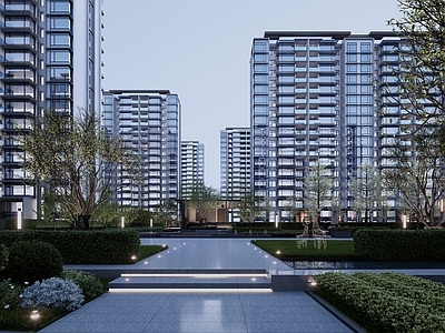 现代小区建筑 小区