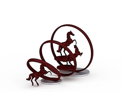 现代其他景观小品 红色金属骏马雕塑