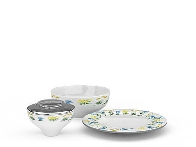 现代麻将桌 精美印花碗盘餐具