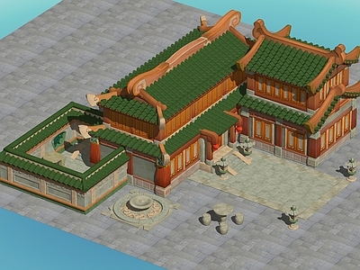 中式复古古建筑 平民的豪宅 场景建筑