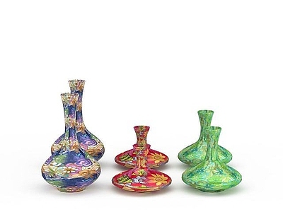 现代摆件组合 彩釉陶瓷工艺品