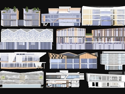 现代售楼处建筑 商业街沿街建筑 售楼部展厅建筑 外立面改造设计 独栋酒店建筑 公园异形景观建筑