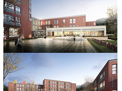 现代学校建筑 现代中小学规划 总平面图 方案平立剖 宿舍楼 施工图