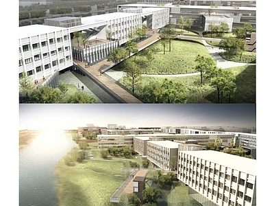 现代学校建筑 现代中小学规划 总平面图及彩图 学校总体布局 施工图