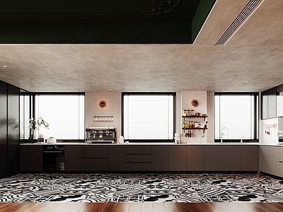 现代意式开放式厨房 餐厅厨房 现代厨房