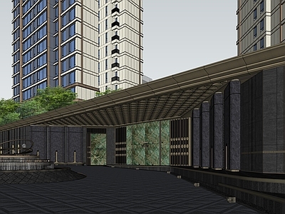 现代轻奢小区建筑 龙湖江山颂 示范区 展示区 售楼处 大门